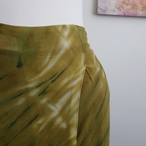 Taking Shape Silk Green Brown Print Midi Skirt Size 20 - Picture 2 of 9